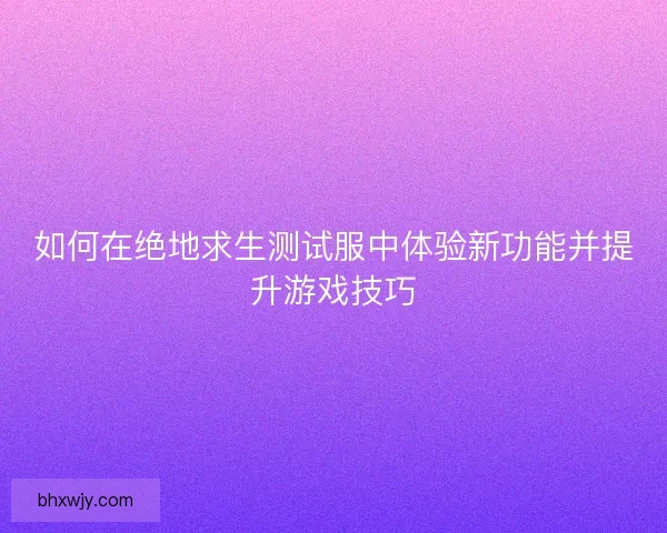 如何在绝地求生测试服中体验新功能并提升游戏技巧