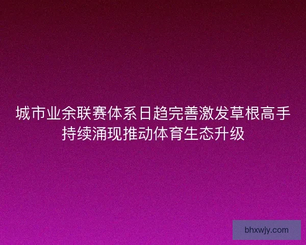 城市业余联赛体系日趋完善激发草根高手持续涌现推动体育生态升级 城市业余联赛体系日趋完善激发草根高手持续涌现推动体育生态升级