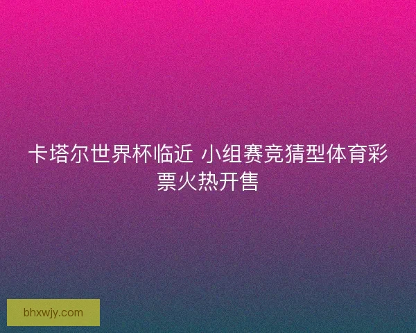 卡塔尔世界杯临近 小组赛竞猜型体育彩票火热开售
