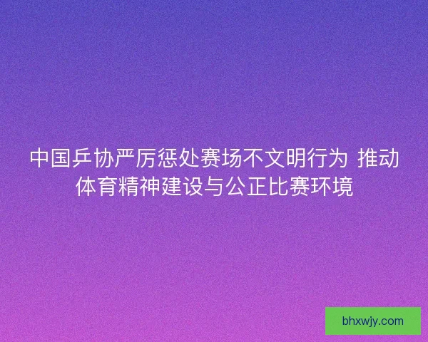 中国乒协严厉惩处赛场不文明行为 推动体育精神建设与公正比赛环境