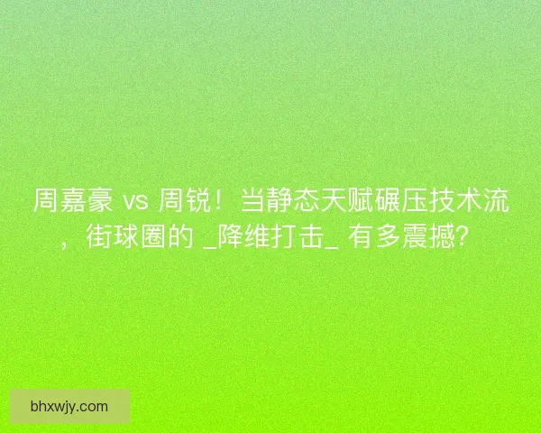 周嘉豪 vs 周锐！当静态天赋碾压技术流，街球圈的 _降维打击_ 有多震撼？